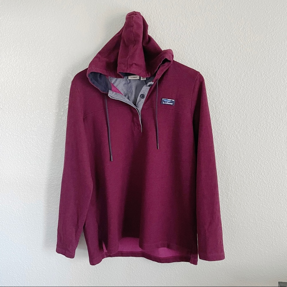 LL BEAN || Soft Cotton Rugby, Hoodie Pullover - Picture 3 of 9